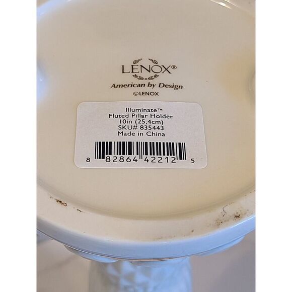Lenox 10" Classic Ivory 24K Gold Trim Fluted Pillar Candle Holders Set of 2 EUC - Picture 5 of 8
